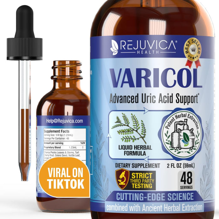 Varicol Uric Acid Support Liquid Drops – Tart Cherry, Ginger & Chanca Piedra – Vegan, Sugar-Free (2 oz)