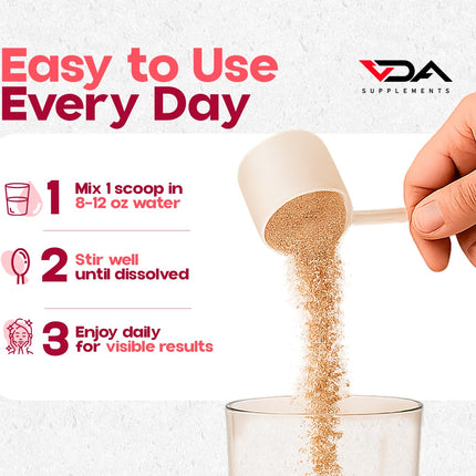 VDA Collagen Burn – Flavorless Hydrolyzed Collagen with Peptides (Types I–X) | 40 Servings