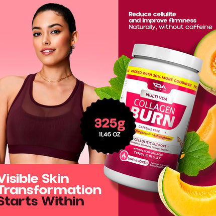 VDA Collagen Burn – Flavorless Hydrolyzed Collagen with Peptides (Types I–X) | 40 Servings