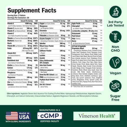 Vegan Multivitamin for Women & Men – 90 Tablets, 23 Essential Nutrients