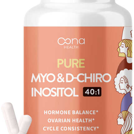 Vegan Myo-Inositol & D-Chiro Inositol Supplement for Women - PCOS Relief, Hormonal Balance, Ovarian Support, Ovulation Support Supplement - Ideal Ratio 40:1-90 Cap - Fertility Supplements for Women