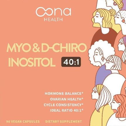 Vegan Myo-Inositol & D-Chiro Inositol Supplement for Women - PCOS Relief, Hormonal Balance, Ovarian Support, Ovulation Support Supplement - Ideal Ratio 40:1-90 Cap - Fertility Supplements for Women