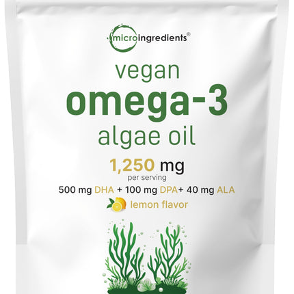 Micro Ingredients Vegan Omega-3 Algae Oil – 240 Veggie Softgels, DHA 500mg