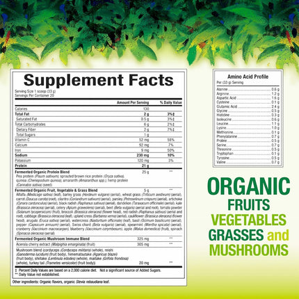 Whole Earth & Sea Organic Fermented Protein & Greens – Vegan Protein, Tropical, 1 lb 7.3 oz | Natural Factors