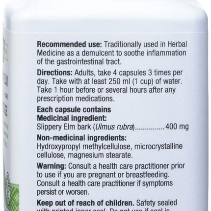 Nature's Way Slippery Elm Bark - 100 Vegetarian Capsules (2 Pack) | TRU-ID Certified, Non-GMO Project Verified