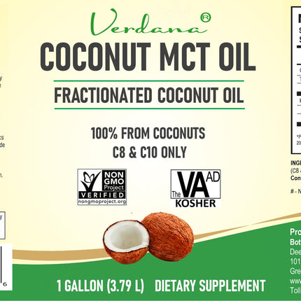 Verdana Coconut MCT Oil 1 Gallon – 100% Coconut, Keto Coffee & More