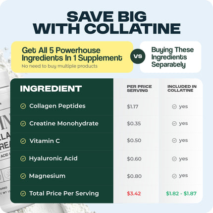 Vezzyl Collatine – Premium Collagen Peptides + Creatine + Vitamin C, HA & Magnesium
