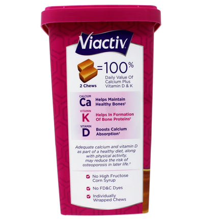 Viactiv Max Formula Calcium + Vitamin D3 Soft Chews – Rich Caramel, 2 Pack (100 Chews/Pack)