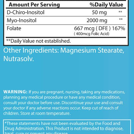 Vidalocity Women’s Fertility Support – D-Chiro-Inositol, Myo-Inositol & Folate | 60 Veg Capsules