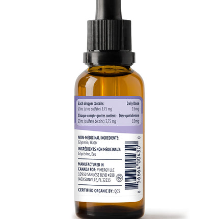 Vimergy Organic Zinc Drops – 7.5 mg Liquid Zinc for Immune Support