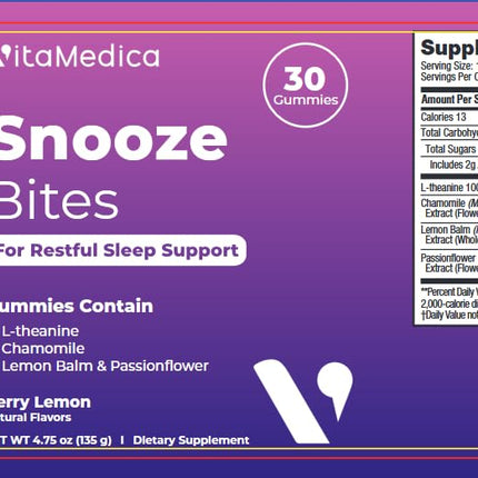 VitaMedica Snooze Sleep Gummies - Melatonin-Free Sleep Aid for Adults | 60 Count (2 Pack)