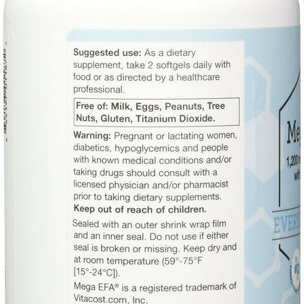 Vitacost Mega EFA-D3 Omega-3 EPA & DHA - 2,126 mg per Serving - 240 Softgels