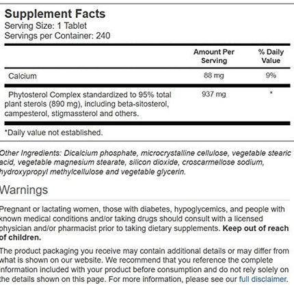 Vitacost Phytosterol Complex with Beta-Sitosterol - 240 Tablets