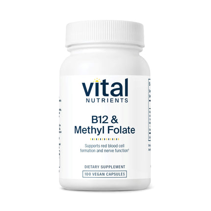 Vital Nutrients B12 & Methyl Folate – Vegan 5-MTHF + B12 | 100 Capsules
