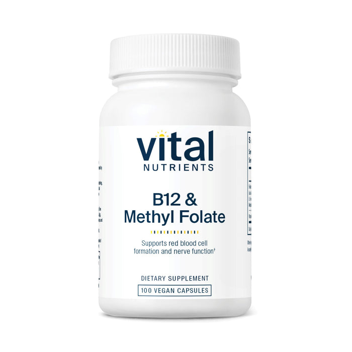 Vital Nutrients B12 & Methyl Folate – Vegan 5-MTHF + B12 | 100 Capsules