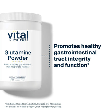 Vital Nutrients Glutamine Powder | GI Support, Gluten Free, Non-GMO 450g