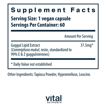 Vital Nutrients Guggul E & Z – Vegan Guggul Supplement for Healthy LDL & Triglyceride Levels | 60 Capsules