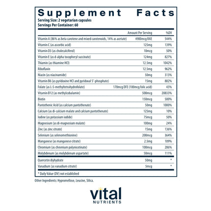 Vital Nutrients Multi-Nutrients 5 Ultra Antioxidant Formula – Vegetarian Daily Multivitamin (120 Capsules)