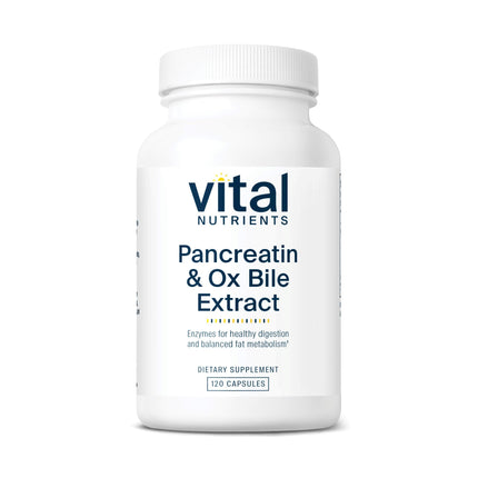 Vital Nutrients Pancreatin & Ox Bile Extract 500mg | Digestive Enzymes for Protein, Fat & Carbs | Gluten Free | 120 Capsules