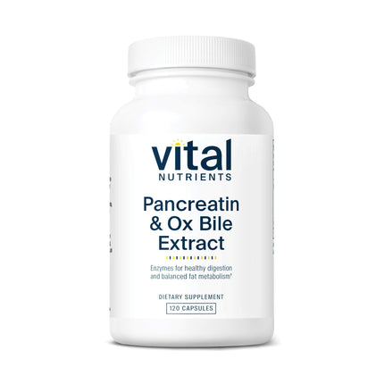 Vital Nutrients Pancreatin & Ox Bile Extract 500mg | Digestive Enzymes for Protein, Fat & Carbs | Gluten Free | 120 Capsules