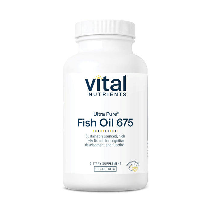 Vital Nutrients Ultra Pure Fish Oil 675 | High DHA Omega-3 (90 Softgels, Lemon)