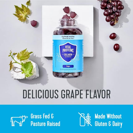 Vital Proteins Collagen Gummies – 2.5g VERISOL, Hair, Skin & Nails, Grape, 120 ct