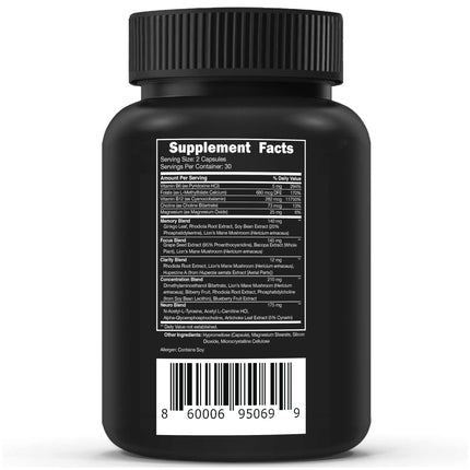 Vital Vitamins Nootropic Brain Supplement Plus – Memory & Focus (Lion's Mane) 60 Caps