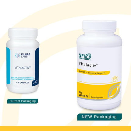 Klaire Labs SFI Health VitalActiv - Bariatric Multivitamin & Mineral Supplement, Hypoallergenic with Active Folate & Chelated Minerals (120 Capsules)