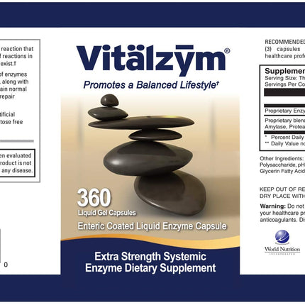 VITÄLZYM Proteolytic Systemic Enzymes Liquid Gel Capsules – Serrapeptase, Joint & Immune Support, 360 Capsules