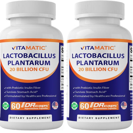 Vitamatic Lactobacillus Plantarum 20B CFU DR Capsule 60 Count Pack of 2