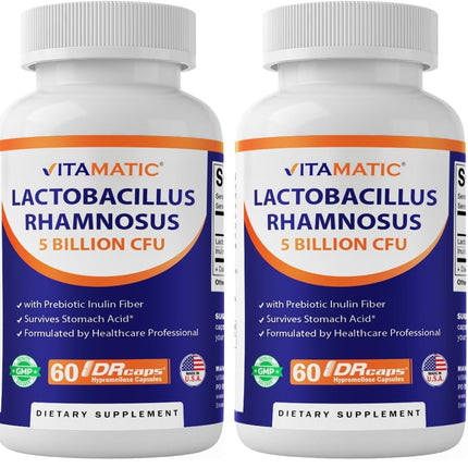 Vitamatic Lactobacillus Rhamnosus 5B/10B - 60 Count (Pack of 2) | Digestive & Immune Support