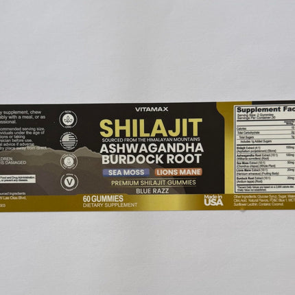 Vitamax Organic Shilajit Gummies with Sea Moss & Ashwagandha – 105+ Minerals, 60 Count