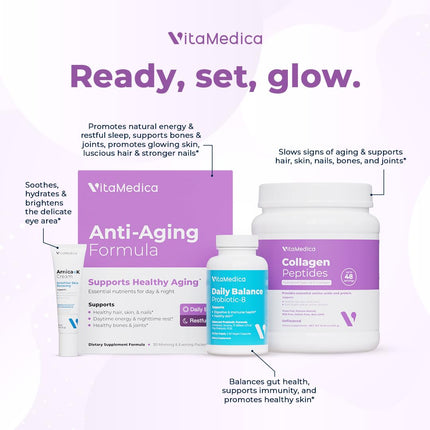 VitaMedica Anti-Aging Formula AM/PM Multivitamin Packets – Radiant Skin, Hair & Nails, Day Energy + Nighttime Recovery (30 Packs)