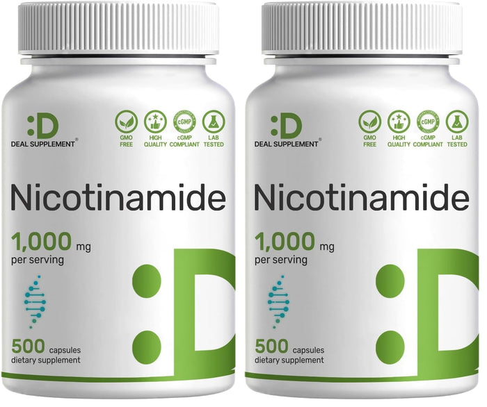 DEAL SUPPLEMENT Vitamin B3 Nicotinamide 1,000mg – 500 Capsules, Flush Free, Non-GMO