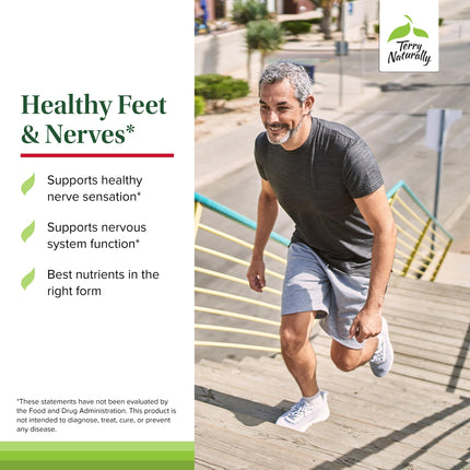 Terry Naturally Healthy Feet & Nerves – Vegan Nerve & Circulation Support with Bioactive B12 – 120 Capsules