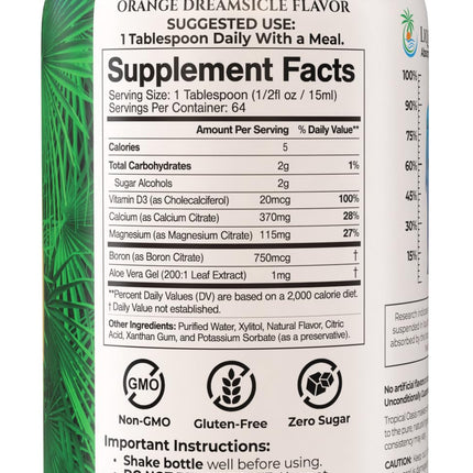 Tropical Oasis Liquid Calcium Magnesium – 98% Absorption – 32 Fl Oz (64 Serv)