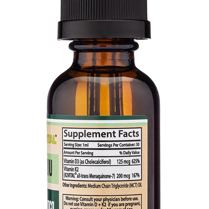 Vitamin D3 K2 5,000 IU Liquid Drops with All-Trans MK-7 (K2Vital) – Double Wood, Pack of 2