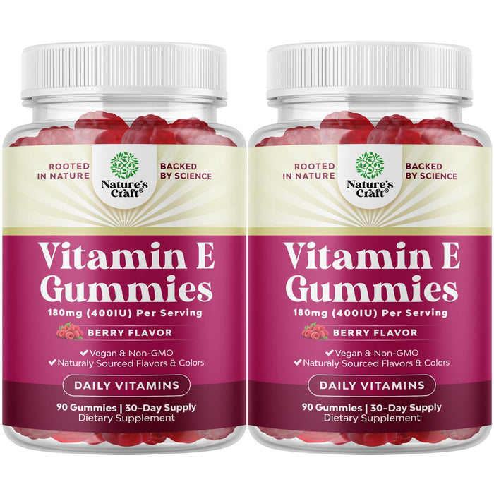 Natures Craft Vitamin E Gummies – 400 IU High-Potency Skin Support – 2-Month Supply