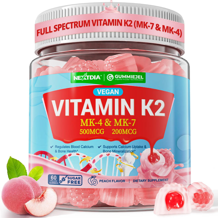Vitamin K2 Gummies MK-7 & MK-4 – Sugar Free, 2-in-1 Full Spectrum K2