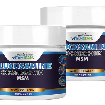VITAMISAN Glucosamine Chondroitin MSM Collagen Arnica Cream 4oz – 2 Pack – Made in USA