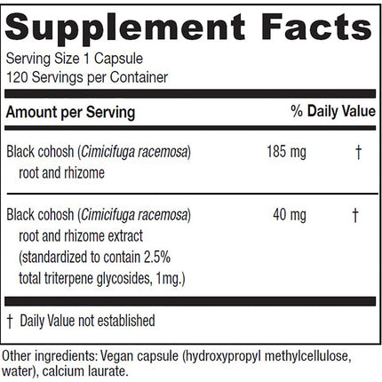 Vitanica Black Cohosh Cimicifuga Extract Plus – Vegan, 120 Capsules