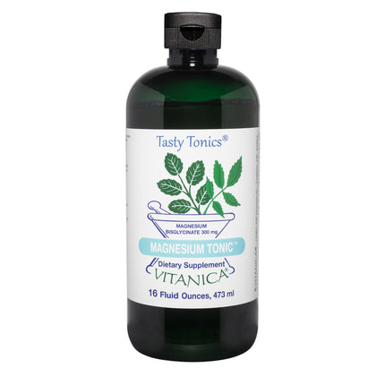 Vitanica Magnesium Tonic - Liquid Magnesium with Vitamin B6 for Brain, Sleep & Heart Health (Orange, 16 Fl Oz)