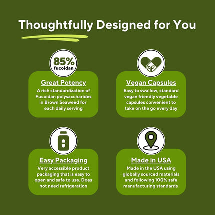 Vitapia Fucoidan 85% - 1000mg Per Serving | 120 Veggie Capsules | Immune & Digestive Support