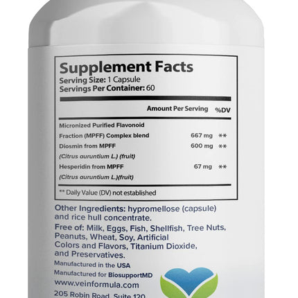 VITASUPPORTMD Vein Formula – 60 Capsule Leg Vein Health & Circulation Supplement