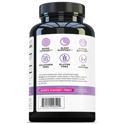 Vitauthority Magnesium L-Threonate Biglycenate Chelate Blend with GABA & L-Theanine Sleep Support - 90 Capsules (30 Servings)