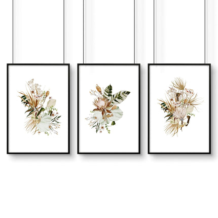 Bohemian wall art decor | Set of 3 framed wall art prints