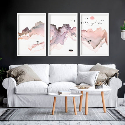 Wall art seaside | set of 3 framed wall art prints