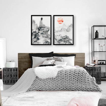 Wall Art Paint | Set of 2 Asian Inspired Wall art Prints