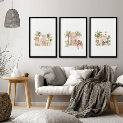 Wall Canvas Living Room | Set of 3 Moroccan Inspired Wall art Prints