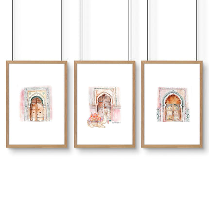 Wall Canvases For Living Room | Set of 3 Moroccan Inspired Wall art Prints